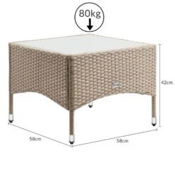 Polyrattan Beistelltisch Grau-Beige 58x58x42cm -Elholly Geschaft 20b99006cd5921de725916e022528c23 de 108637d 3 1 2