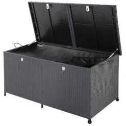 Polyrattan-Auflagenbox Schwarz 150x77x73cm Mit Rollen -Elholly Geschaft 245ca8be8f527043b6a33446f0d8ab76 de 108343d 3