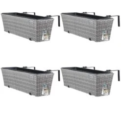 Polyrattan Blumenkasten 4er-Set Grau