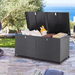 Polyrattan-Auflagenbox Schwarz 150x77x73cm Mit Rollen -Elholly Geschaft 33832d076607eaee0d67debbf6ca94cf de 108343d 16 1