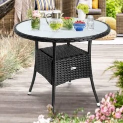 Polyrattan Tisch Schwarz Ø80cm -Elholly Geschaft 36d224f03d4f6d5e2a028066de37a462 de 106761d 6 1