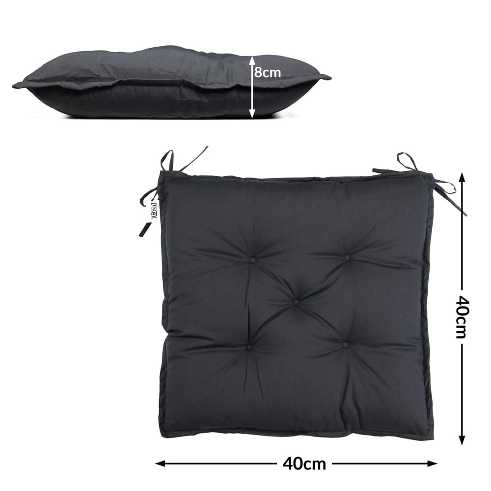 Sitzkissen 4er-Set Anthrazit 40x40x8cm 6 Sitzkissen 4er-Set Anthrazit 40x40x8cm – Bild 4