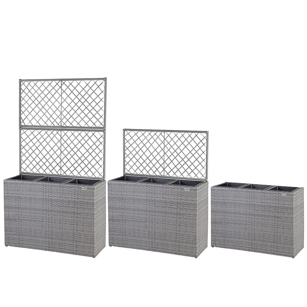 Polyrattan Blumenkasten Mit Rankgitter Grau 7 Polyrattan Blumenkasten Mit Rankgitter Grau – Bild 5