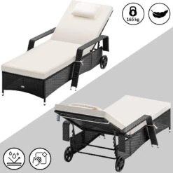 Polyrattan Sonnenliege Schwarz/Creme 193x90x43cm -Elholly Geschaft 42446390942e79ea3d6a2ccfd218c735 de 995627d 16 1