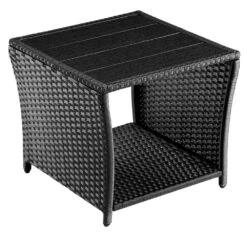 Polyrattan Beistelltisch Vedis Schwarz 45x45x40cm