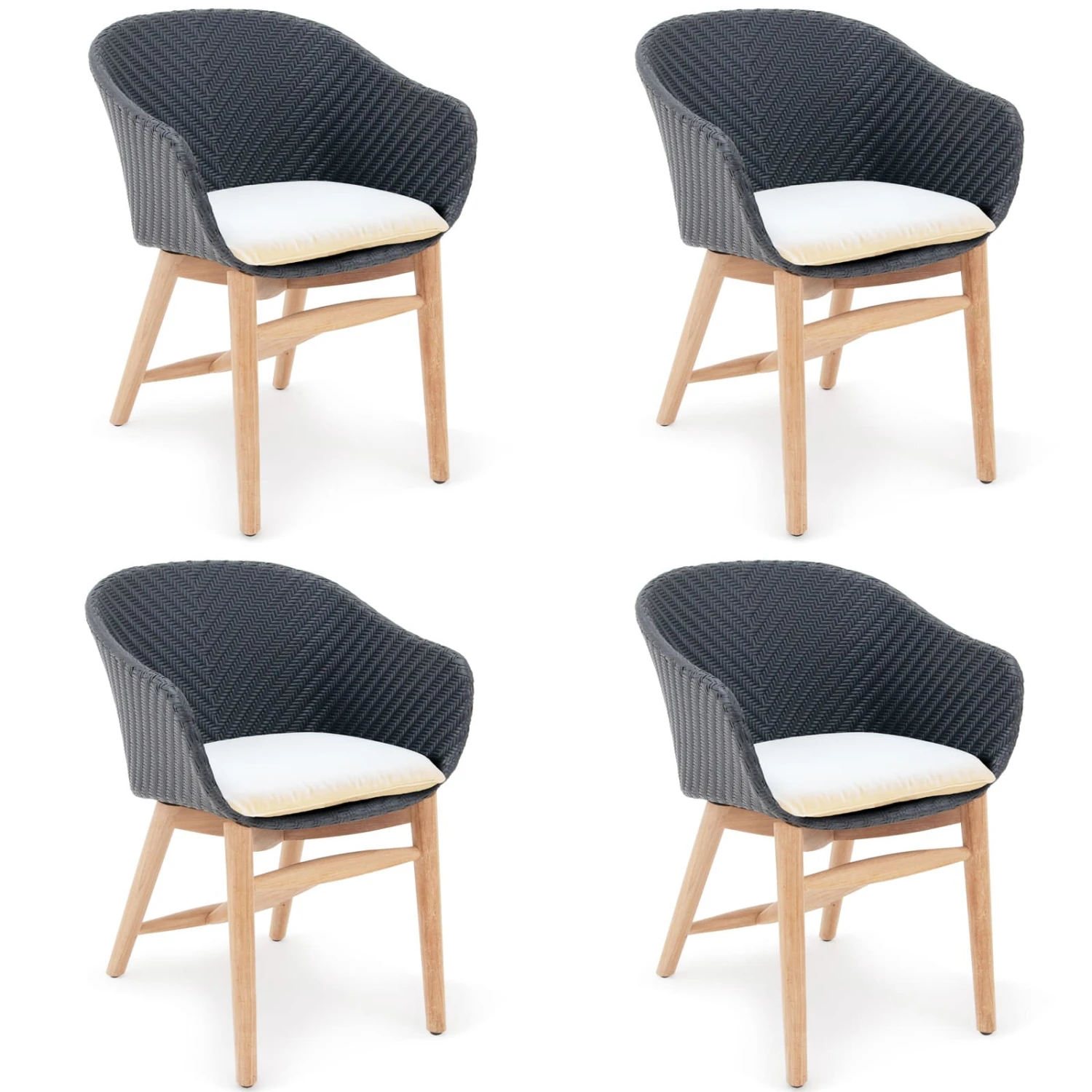 Sitzkissen Milano Torino 4er-Set Weiß 60x60x7cm 3 Sitzkissen Milano Torino 4er-Set Weiß 60x60x7cm