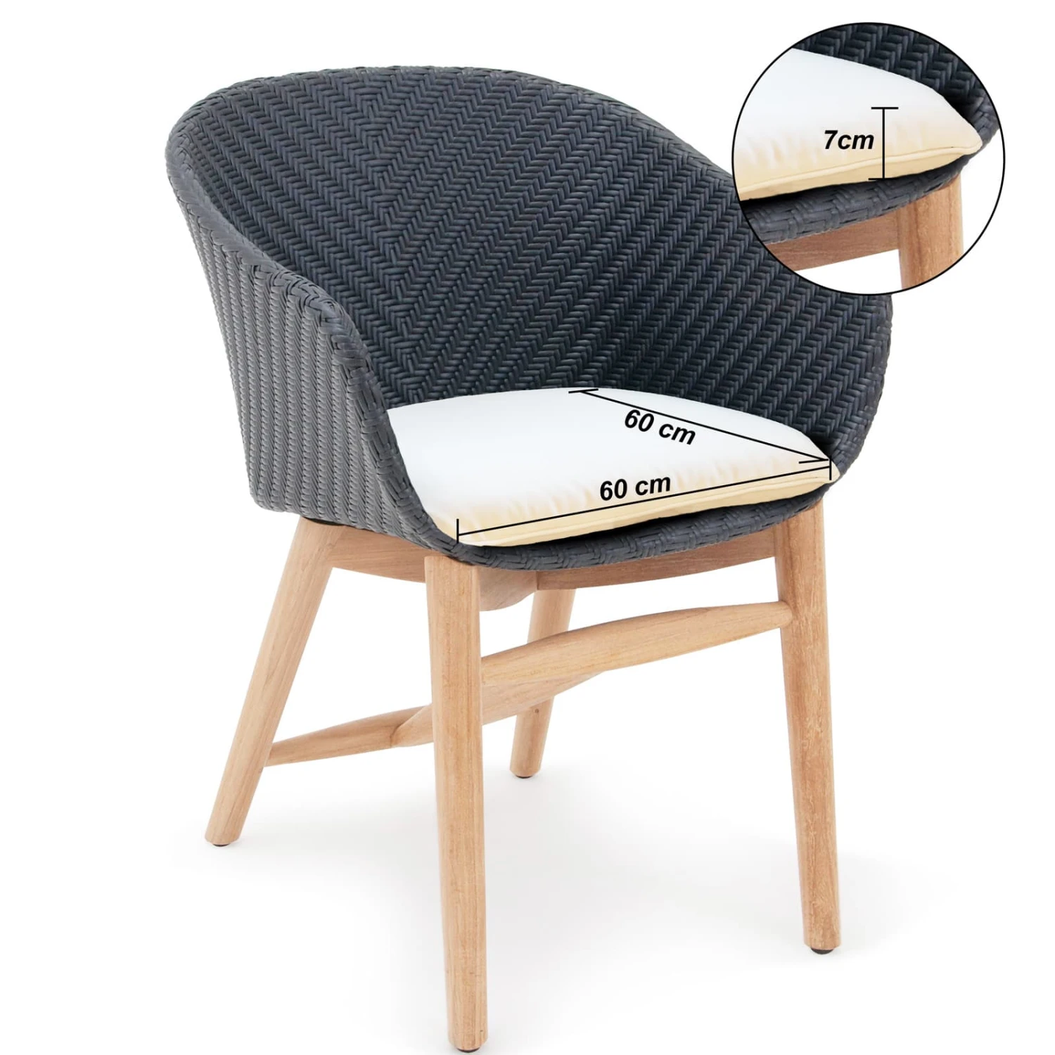 Sitzkissen Milano Torino 4er-Set Weiß 60x60x7cm 4 Sitzkissen Milano Torino 4er-Set Weiß 60x60x7cm – Bild 2