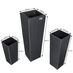 Polyrattan Blumentopf 3er-Set Schwarz -Elholly Geschaft 69106027034b05aab24c9b8cd17b954f de 106644d 5