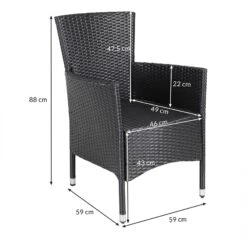 Polyrattan Gartenstuhl 4er-Set Schwarz/Creme Stapelbar -Elholly Geschaft 7040be6fb15058b016ab68e6d8eb08b1 de 109139d 3 1