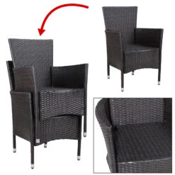 Polyrattan Gartenstuhl 4er-Set Braun/Creme Stapelbar -Elholly Geschaft 724baafafc4be6f6a913e16619942a64 de 109138d 6 1