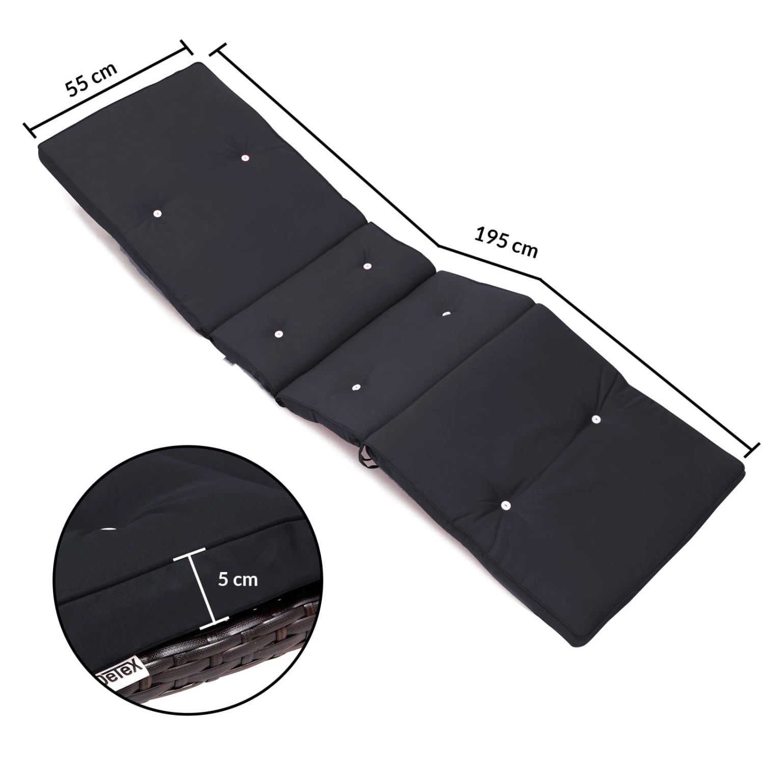 Auflage Sunlounger Anthrazit 195x55x5cm 5 Auflage Sunlounger Anthrazit 195x55x5cm – Bild 3