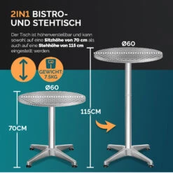 Stehtisch Silber Alu Ø60cm Höhenverstellbar -Elholly Geschaft 88f9c65e9e9f0bef1d3abf8715e69d7a 2 low