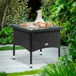 Polyrattan Beistelltisch Schwarz 50x50x45cm -Elholly Geschaft 90d03098af299f17cd61f86c637cd963 de 102763d 16 1