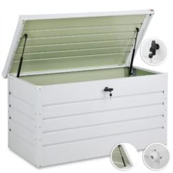 Abschließbare Auflagenbox Weiß Metall