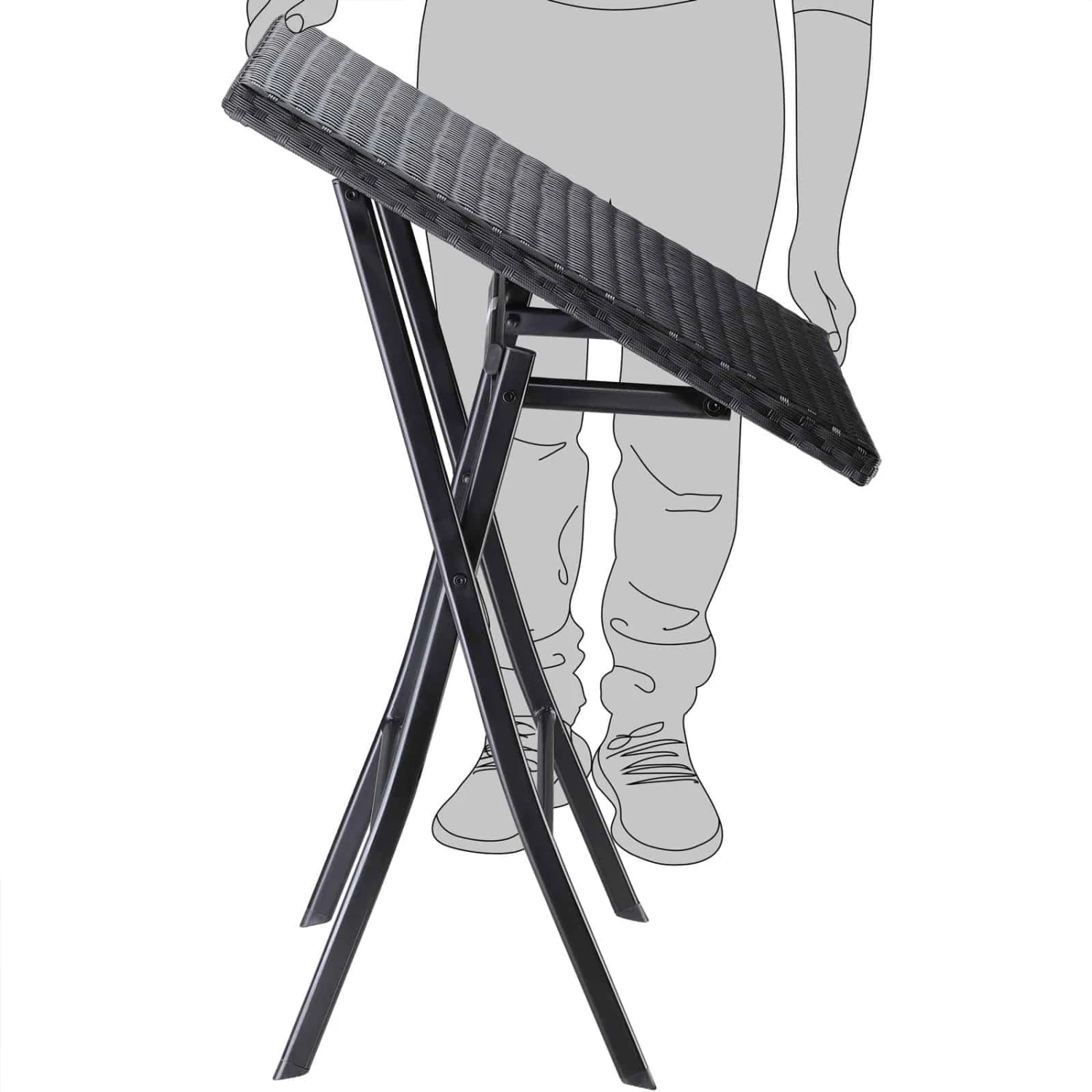 Polyrattan Klapptisch Rom Schwarz 73x63x63cm 4 Polyrattan Klapptisch Rom Schwarz 73x63x63cm – Bild 2