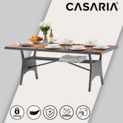 Polyrattan Gartentisch Takeo Grau 190x90x74cm Akazie -Elholly Geschaft aa0ac3425c52e65edca1161a1228d29b de 995699d 03 1