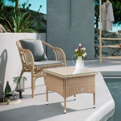 Polyrattan Beistelltisch Grau-Beige 50x50x45cm -Elholly Geschaft aa17c8b6891939d5e0bd308f1eb94c10 de 108636d 5 1 3