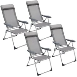 Gartenstuhl 4er-Set Silber Alu