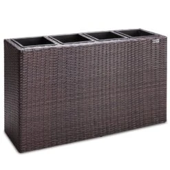 Polyrattan Blumentopf Braun 95x27x60cm