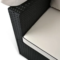 Polyrattan-Bank Schwarz/Creme 210x70x70cm + Sonnendach -Elholly Geschaft b3e7beeffd884481462523545c514bd4 de 991028d 4 1