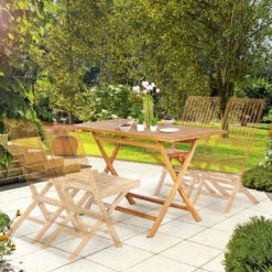 Gartentisch Bari Teakholz 125x60x75cm Klappbar -Elholly Geschaft bf64300eb35c0ae6094ca08b7dc77bd3 de 109046d 6 1