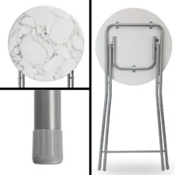 Stehtisch 2er-Set Weiß Marmoroptik Ø60cm Klappbar -Elholly Geschaft ca9a56d088d1778769a58f930b22506e de 107835d 7 1