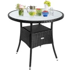 Polyrattan Tisch Schwarz Ø80cm -Elholly Geschaft cd914c2f82483c0a19194f2abd7d3318 de 106761g 1