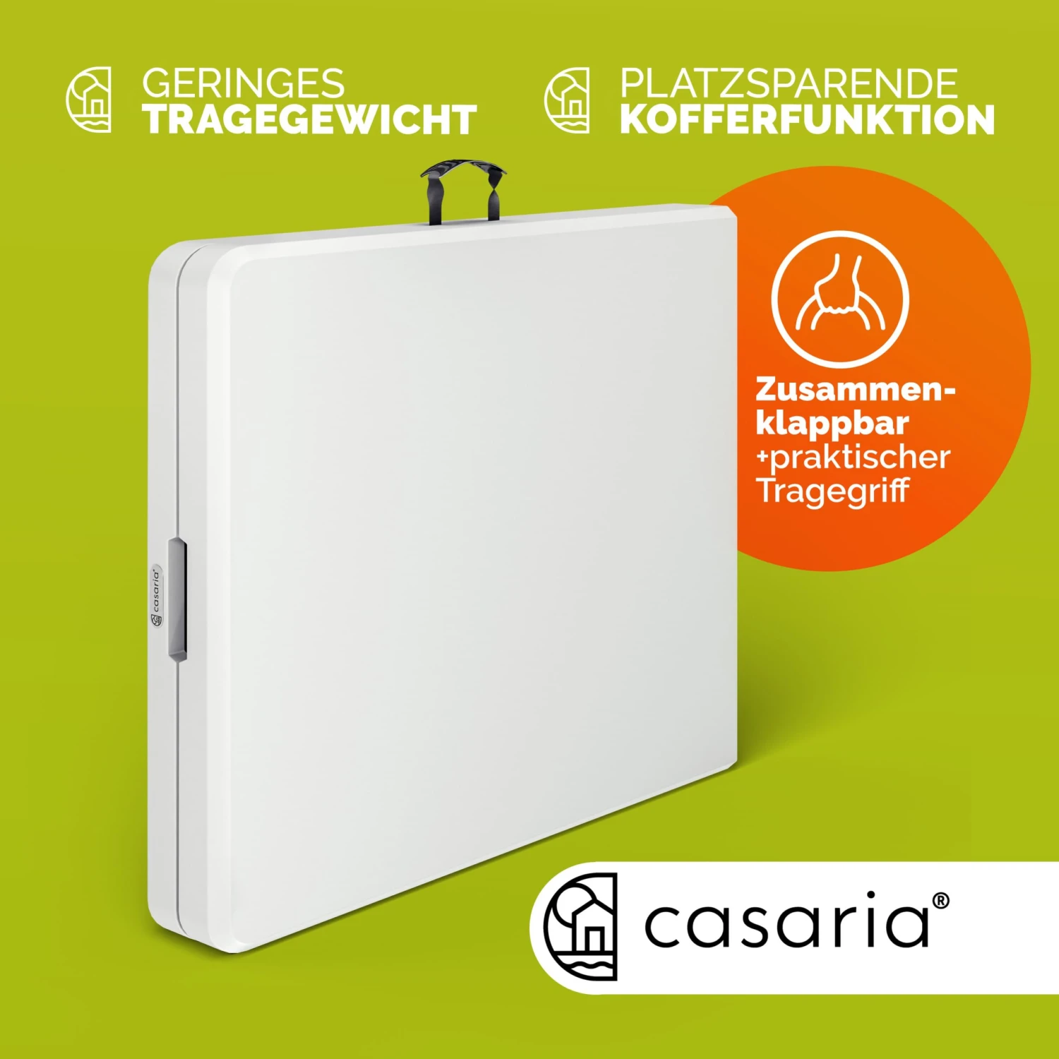 Gartentisch Weiß Kunststoff 220x70x72cm Klappbar 7 Gartentisch Weiß Kunststoff 220x70x72cm Klappbar – Bild 5