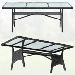 Polyrattan Gartentisch Takeo Schwarz 190x90x74cm Glas -Elholly Geschaft d2db4ff9ad136a575d2d7e7bda40be58 de 995692d 01 1