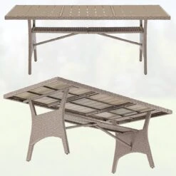 Polyrattan Gartentisch Takeo Creme 190x90x75cm WPC -Elholly Geschaft d5b1c953a010c2f2c1c8623a43c116c4 de 995690d 01 1