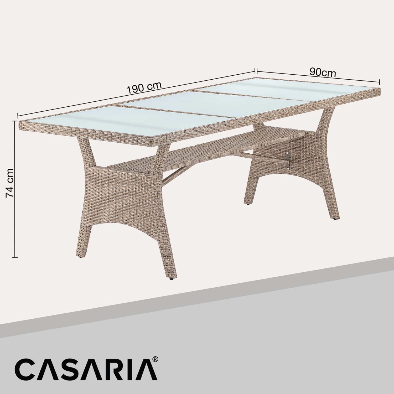 Polyrattan Gartentisch Takeo Creme 190x90x74cm Glas 11 Polyrattan Gartentisch Takeo Creme 190x90x74cm Glas – Bild 9