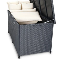 Polyrattan-Auflagenbox Schwarz 150x77x73cm Mit Rollen -Elholly Geschaft ddc694e67d1d4e336b25b2b963ecac9f de 108343d 10 1