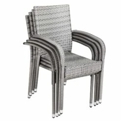 Polyrattan Stapelstuhl Comfort 4er-Set Grau -Elholly Geschaft de29e7908e92b795d52cec4b6c91976a de 108675d 6 1