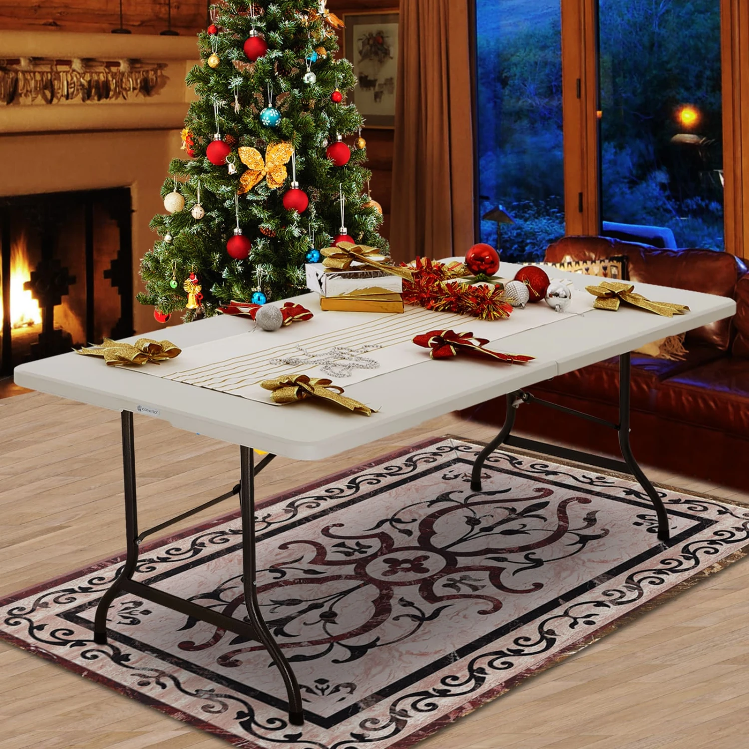 Gartentisch Weiß Kunststoff 220x70x72cm Klappbar 10 Gartentisch Weiß Kunststoff 220x70x72cm Klappbar – Bild 8