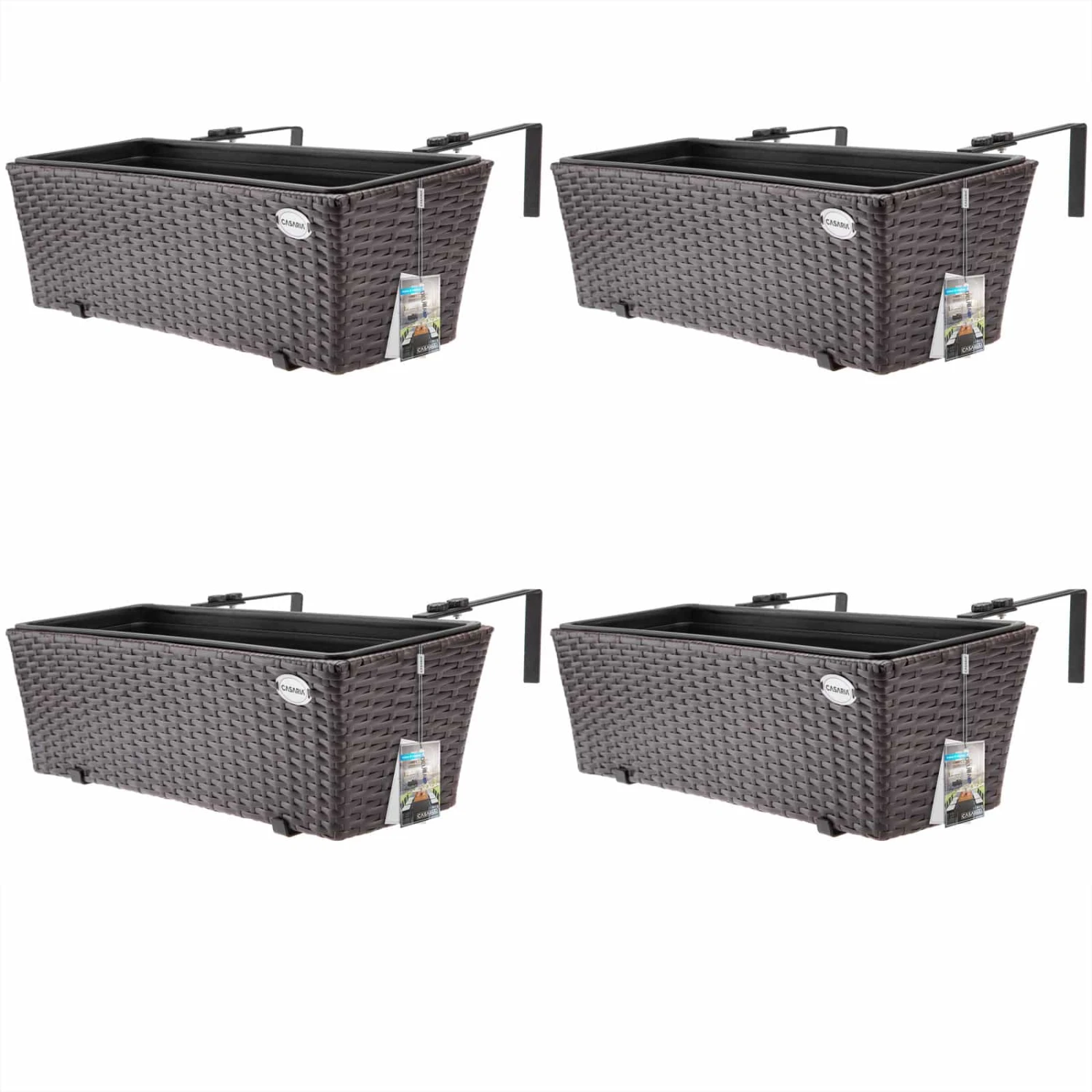 Polyrattan Blumenkasten 4er-Set Braun