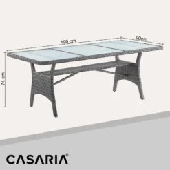 Polyrattan Gartentisch Takeo Grau 190x90x74cm Glas -Elholly Geschaft ee8b8519eb94b5d72772983837d043d8 de 995695d 02 1