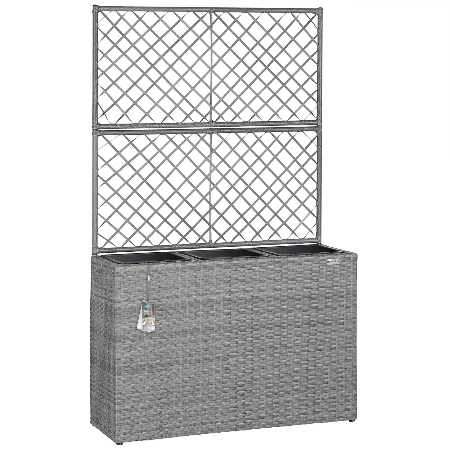 Polyrattan Blumenkasten Mit Rankgitter Grau 3 Polyrattan Blumenkasten Mit Rankgitter Grau