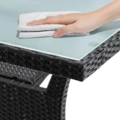 Polyrattan Gartentisch Takeo Schwarz 190x90x74cm Glas -Elholly Geschaft fcd38570afe236afca86d6763f39db7c de 995692d 30 1