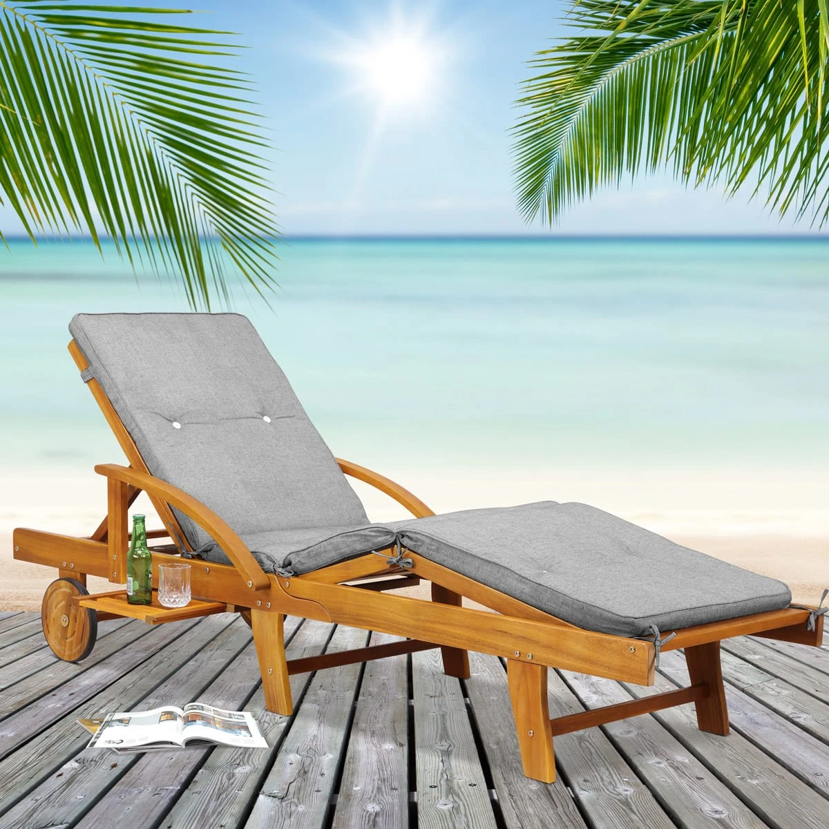 Auflage Sunlounger Grün 195x55x5cm 4 Auflage Sunlounger Grün 195x55x5cm – Bild 2
